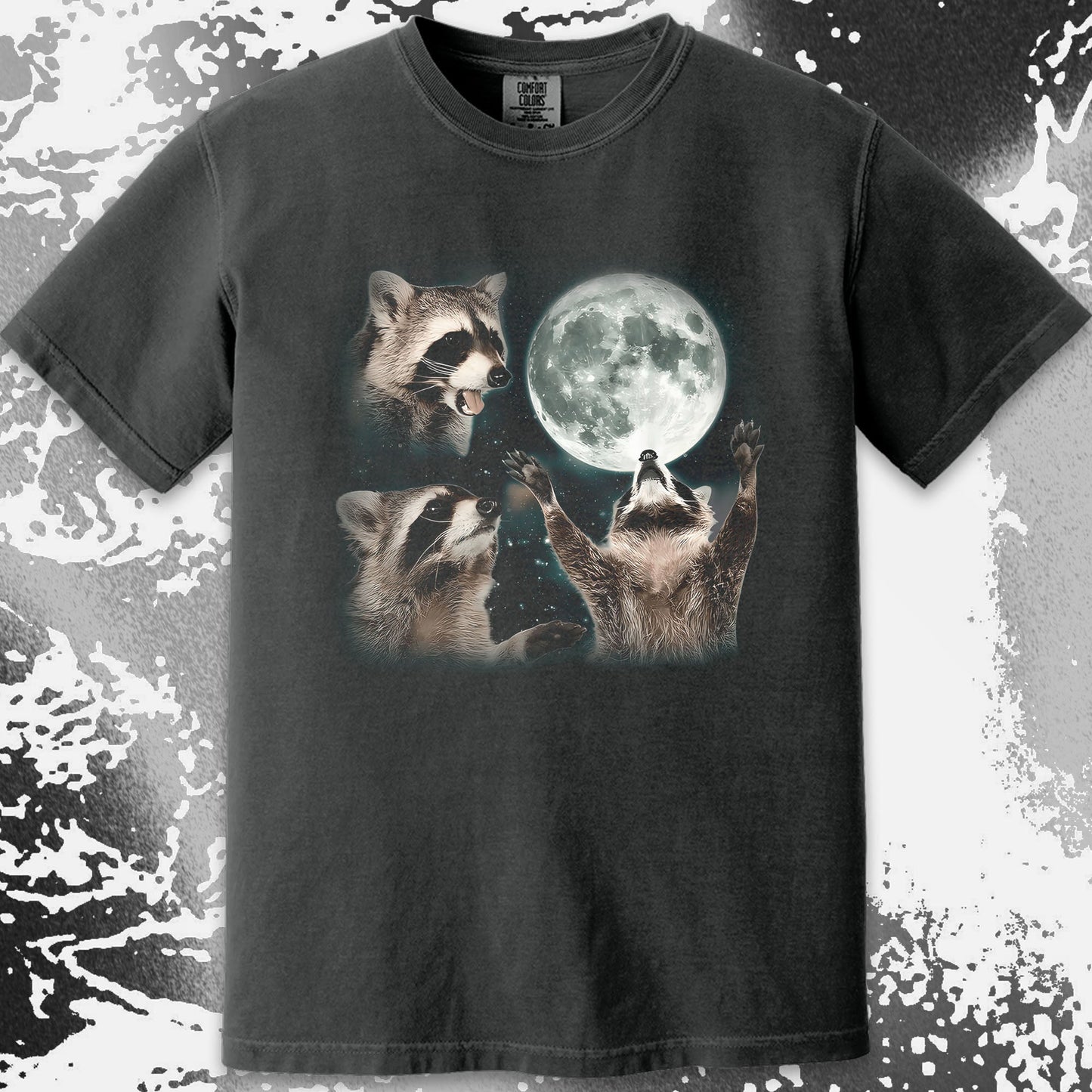 Three Raccoons Howling at the Moon Shirt, funny meme tee gift (view 13)