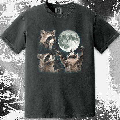 Three Raccoons Howling at the Moon Shirt, funny meme tee gift (view 13)
