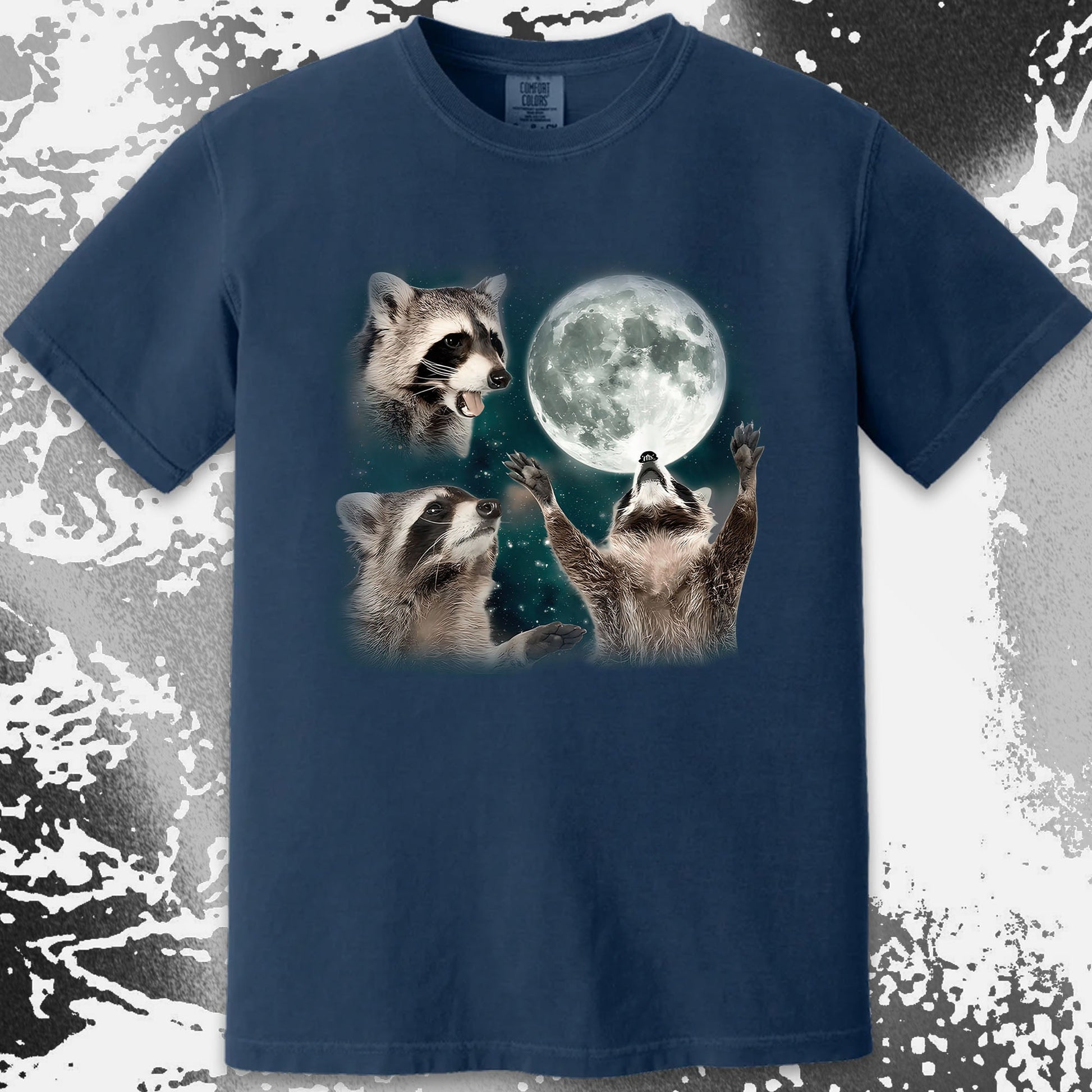 Three Raccoons Howling at the Moon Shirt, funny meme tee gift (view 16)