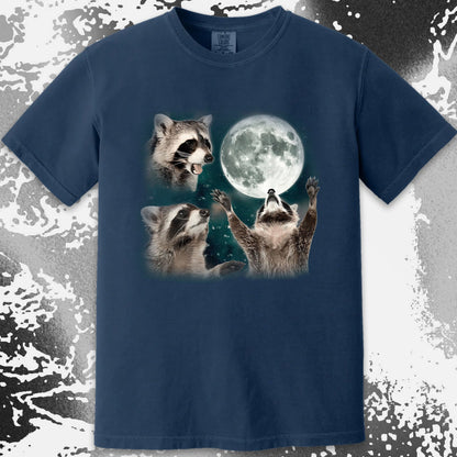 Three Raccoons Howling at the Moon Shirt, funny meme tee gift (view 16)