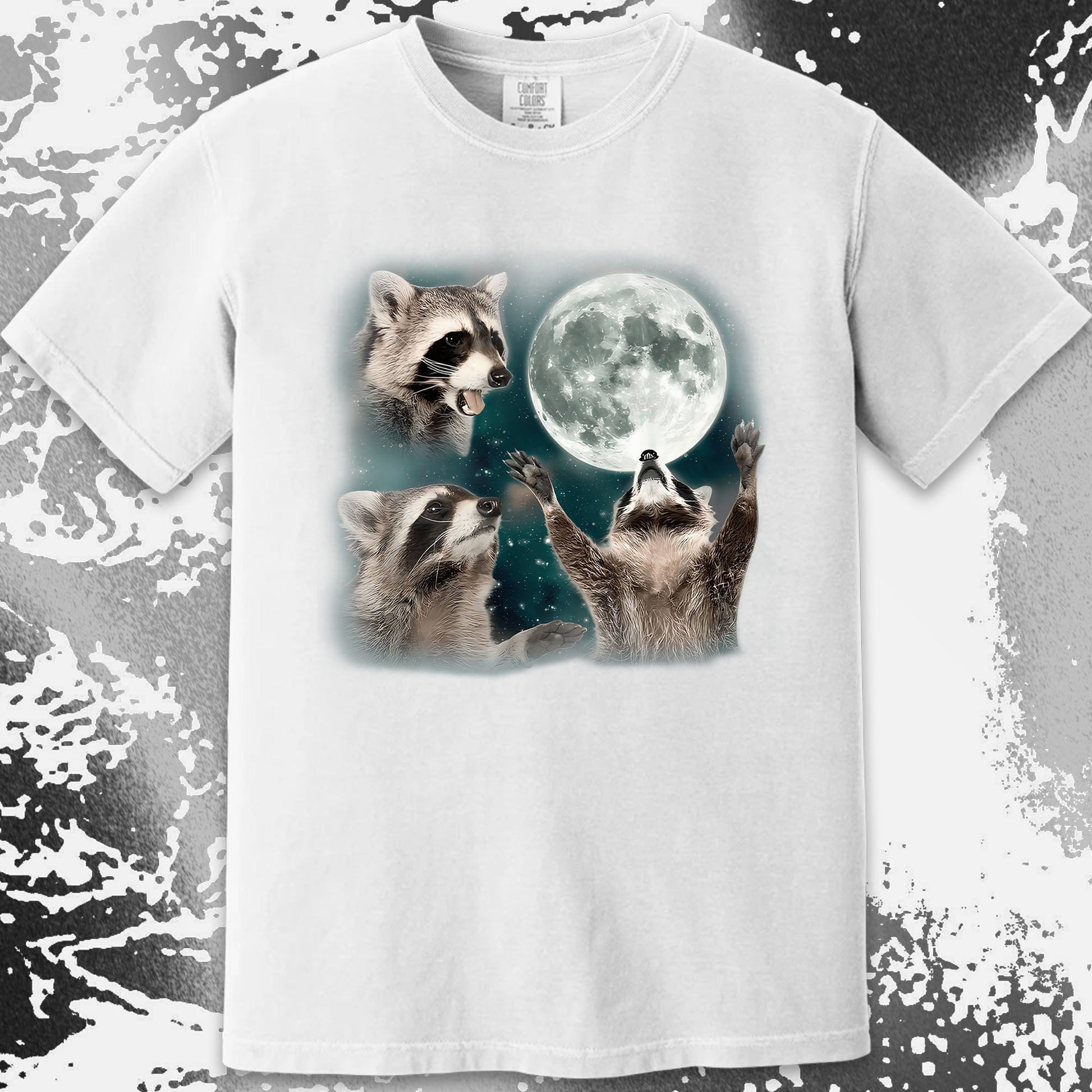 Three Raccoons Howling at the Moon Shirt, funny meme tee gift (view 11)
