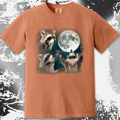 Three Raccoons Howling at the Moon Shirt, funny meme tee gift (view 17)