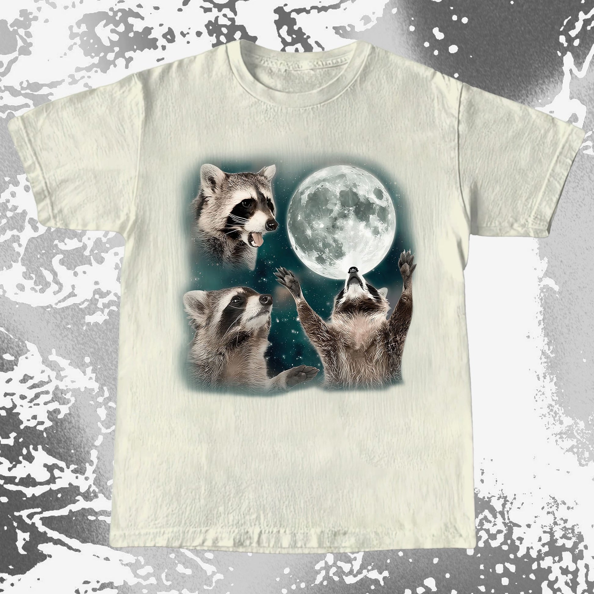 Three Raccoons Howling at the Moon Shirt, funny meme tee gift (view 6)