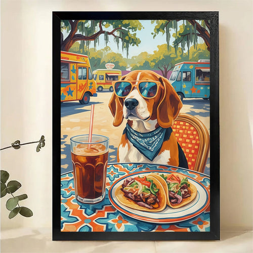 Beagle Taco Lover Wall Art - Funny Dog Kitchen Decor Print