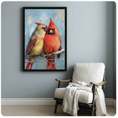 Cardinal Couple Oil Painting Canvas Wall Art