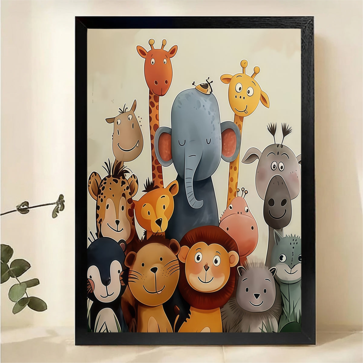 Safari Animals Group Wall Art - Cute Nursery Decor Print