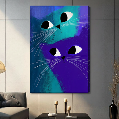 Abstract Blue Cats Eyes Canvas Wall Art