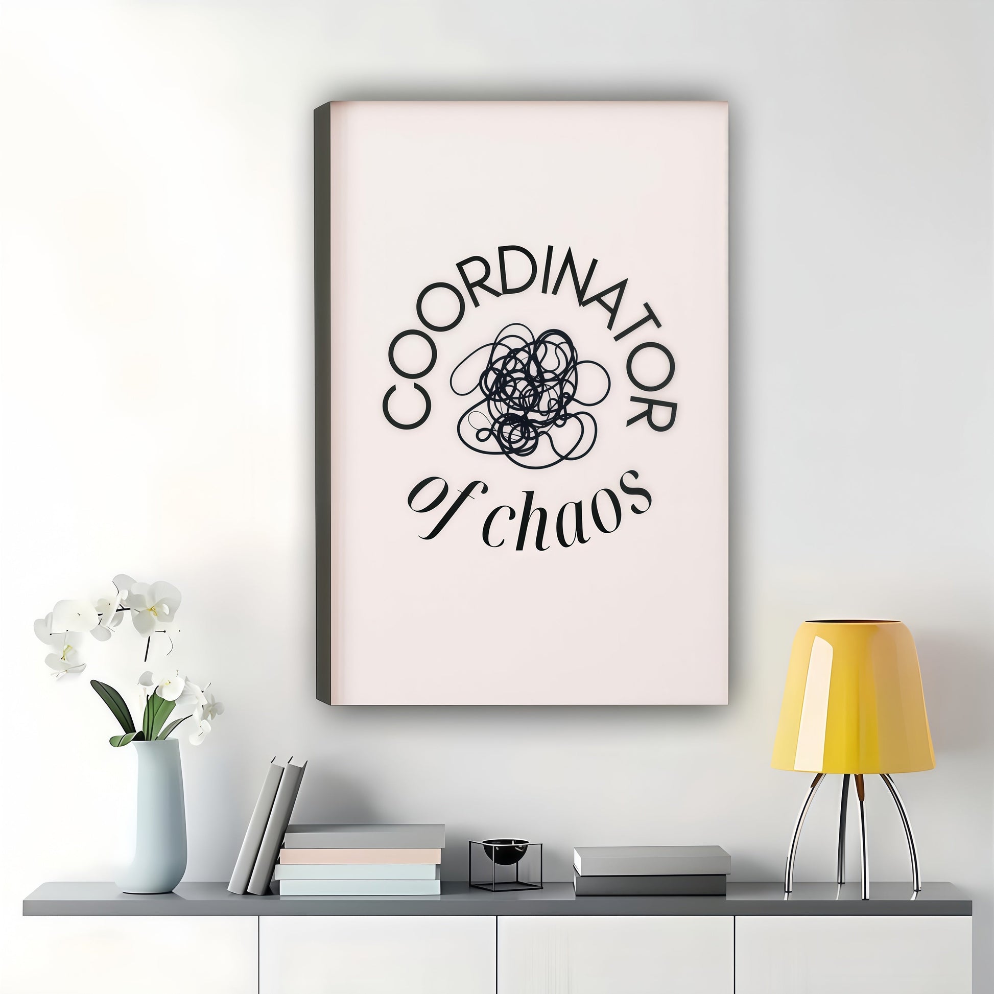Coordinator of Chaos – Humorous Office & Home Wall Art on Natural Wood Canvas