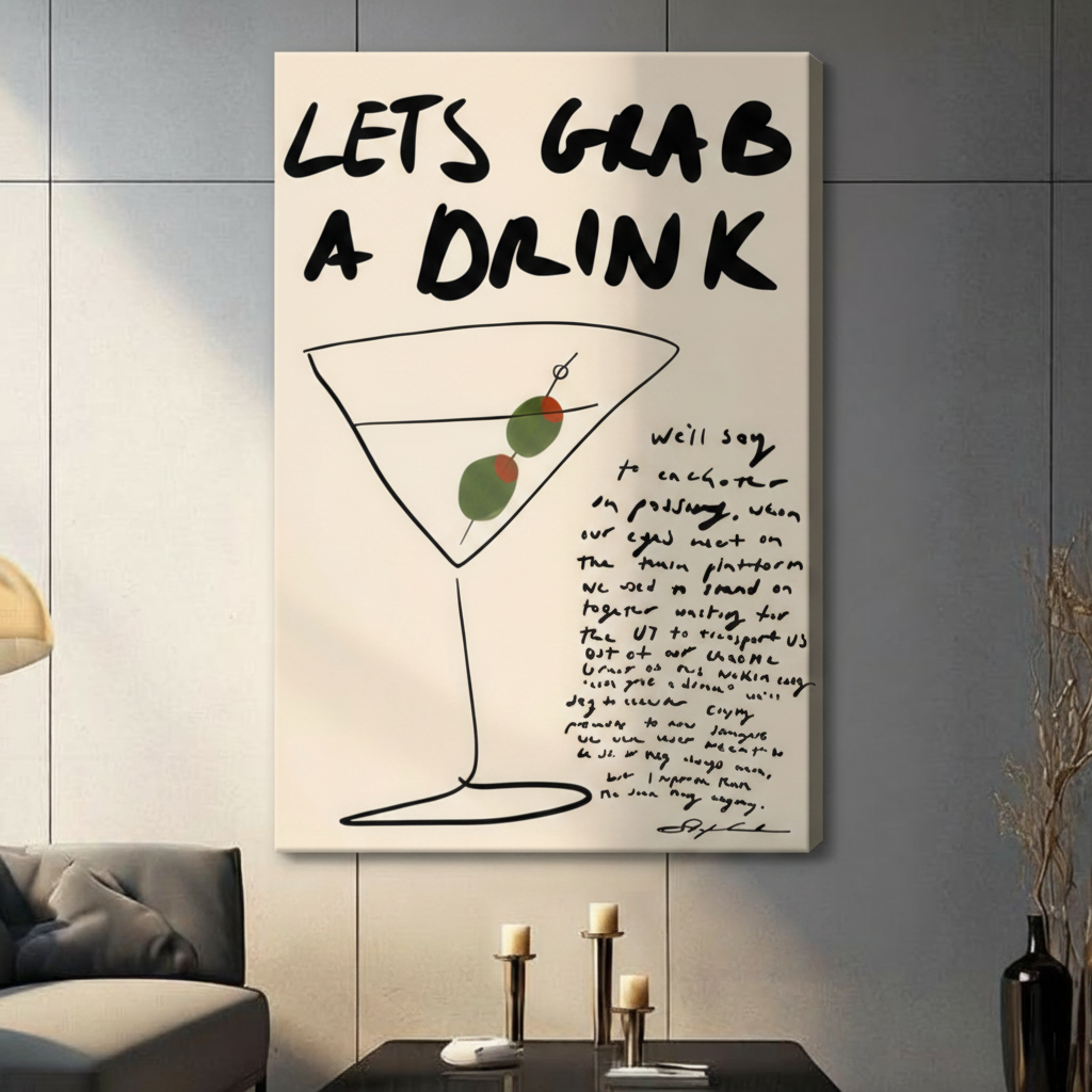 Let's Grab a Drink Cocktail Canvas Wall Art