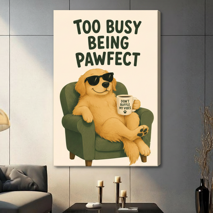 Pawfect Golden Retriever Funny Poster Canvas Art