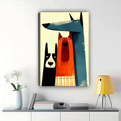 Colorful Dog Trio Wall Art - Abstract Pet Portrait