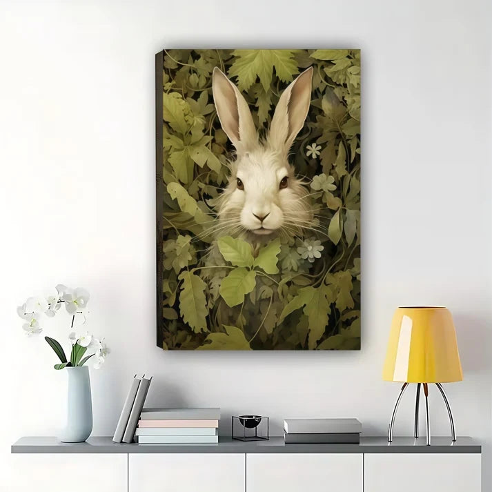 Rabbit in Garden Wall Art - Woodland Bunny Nature Print