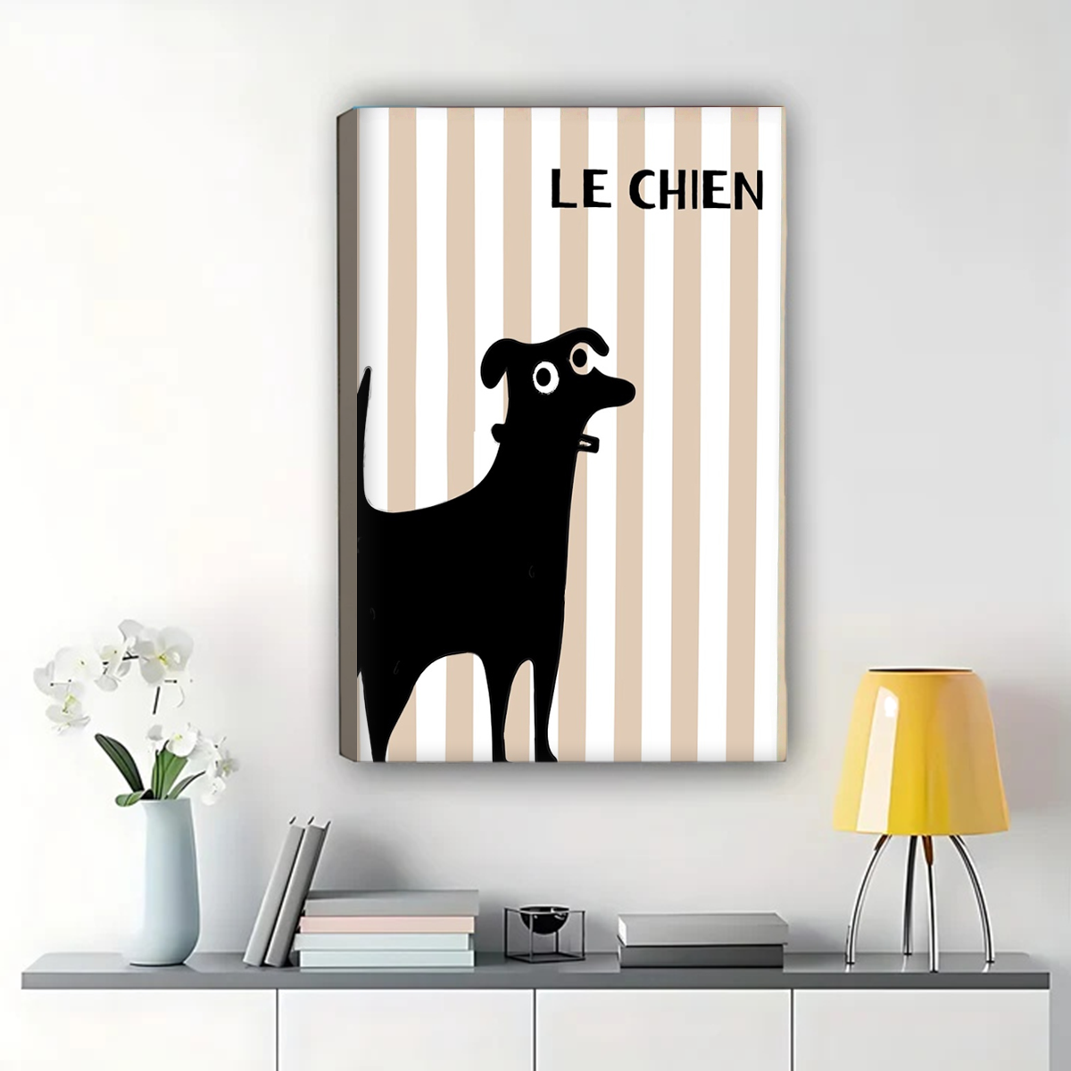 Le Chien French Dog Wall Art - Minimalist Black Silhouette Canvas Print