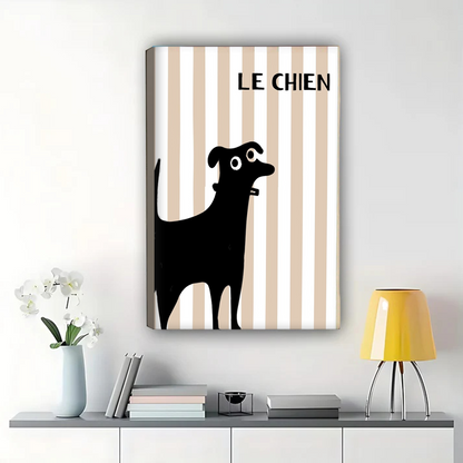Le Chien French Dog Wall Art - Minimalist Black Silhouette Canvas Print