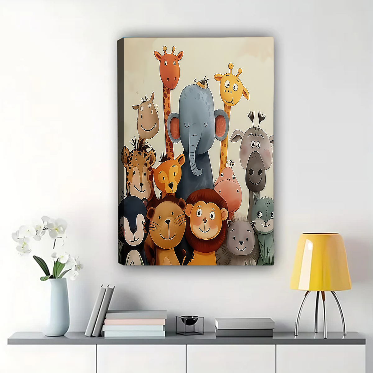 Safari Animals Group Wall Art - Cute Nursery Decor Print