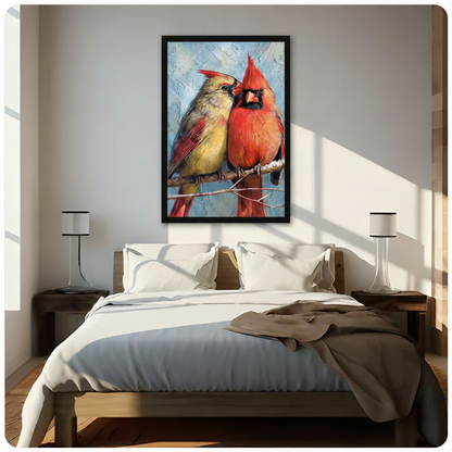 Cardinal Couple Oil Painting Canvas Wall Art