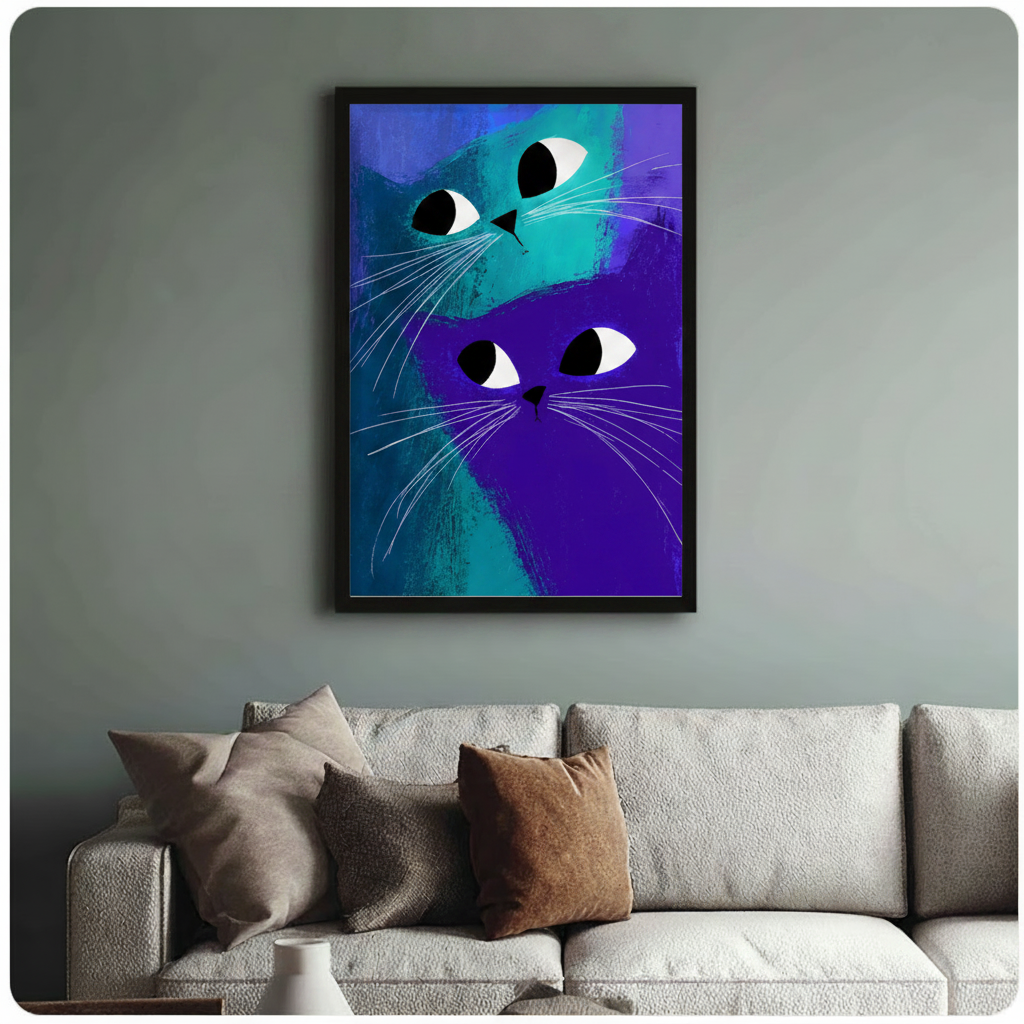 Abstract Blue Cats Eyes Canvas Wall Art