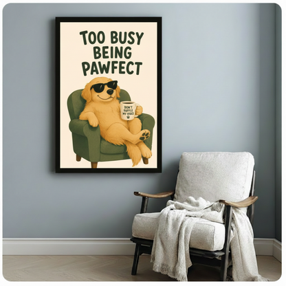 Pawfect Golden Retriever Funny Poster Canvas Art