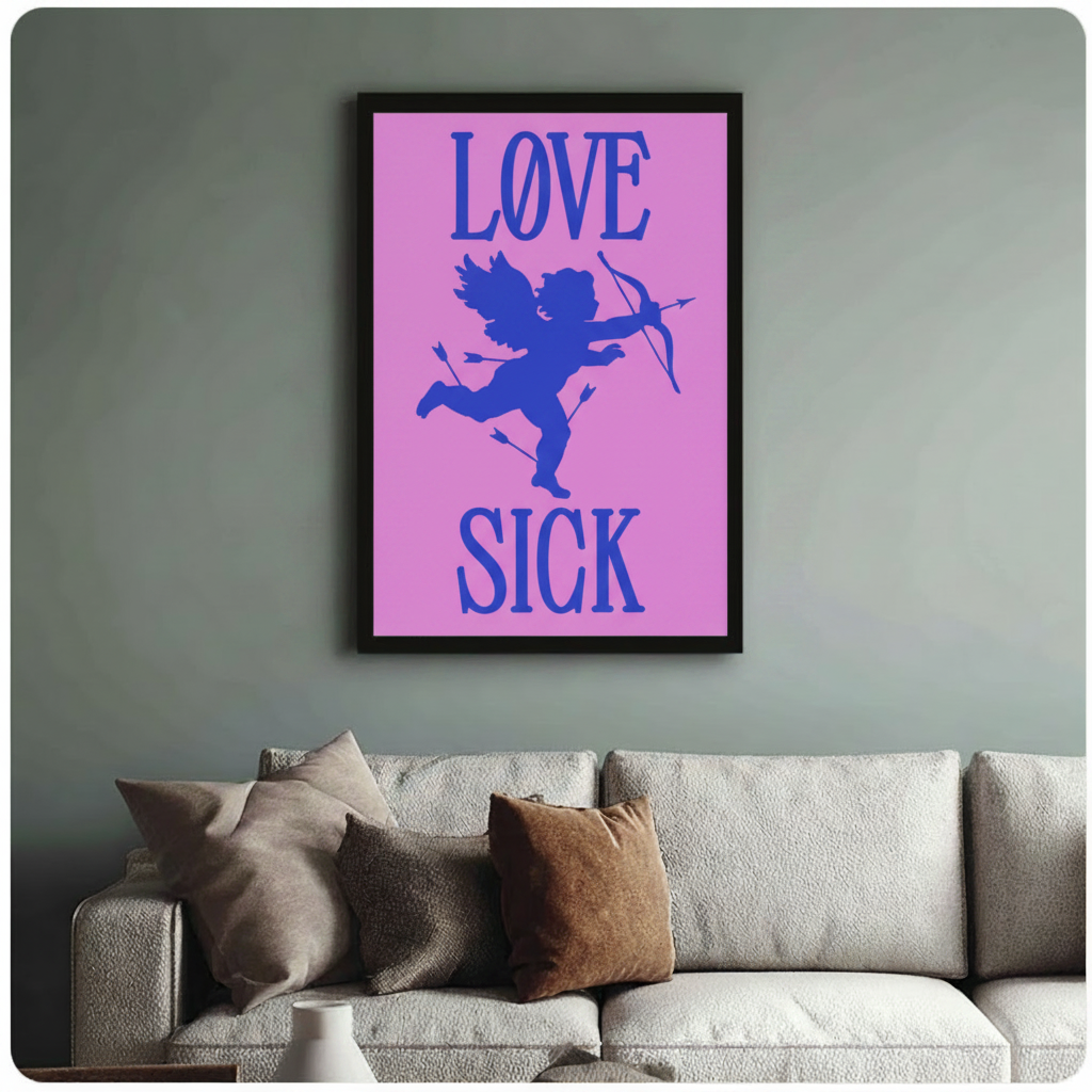 LØVE SICK Cupid Canvas Wall Art – Pop Art Print