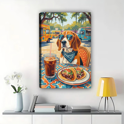 Beagle Taco Lover Wall Art - Funny Dog Kitchen Decor Print