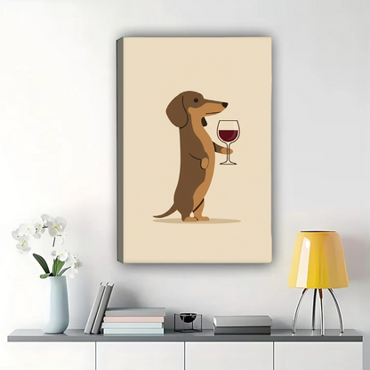 Dachshund with Wine Glass Wall Art - Minimalist Dog Print