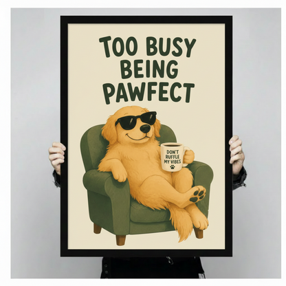 Pawfect Golden Retriever Funny Poster Canvas Art
