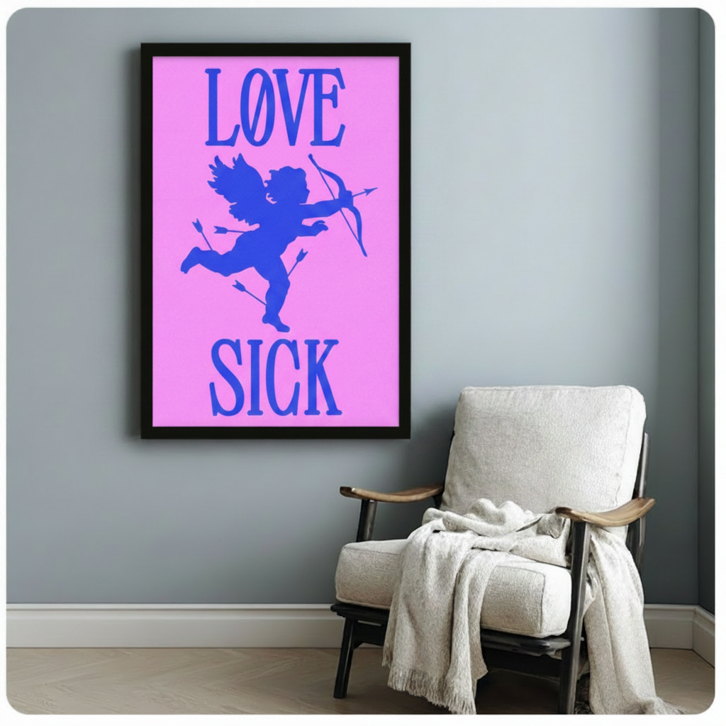 LØVE SICK Cupid Canvas Wall Art – Pop Art Print