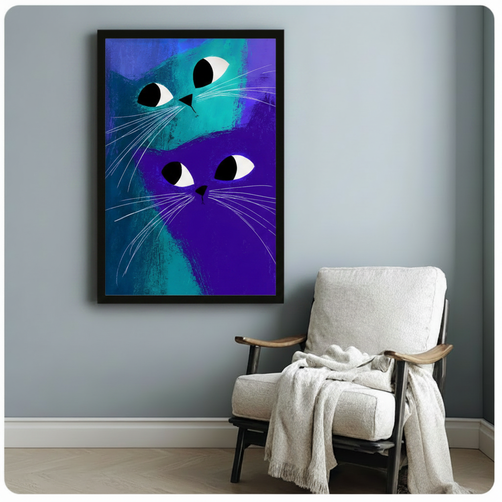 Abstract Blue Cats Eyes Canvas Wall Art