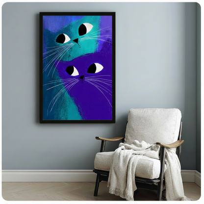 Abstract Blue Cats Eyes Canvas Wall Art