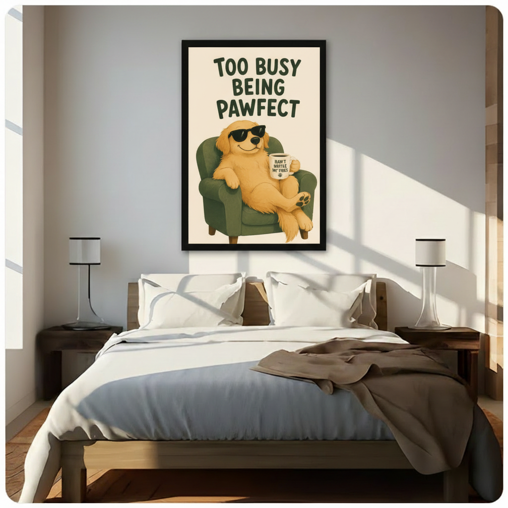 Pawfect Golden Retriever Funny Poster Canvas Art