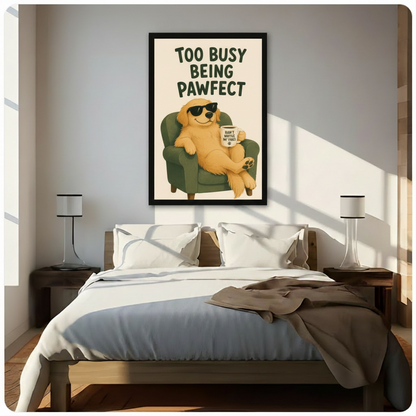 Pawfect Golden Retriever Funny Poster Canvas Art