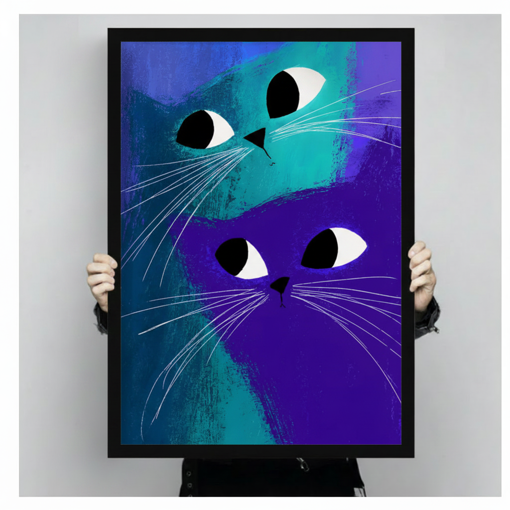 Abstract Blue Cats Eyes Canvas Wall Art