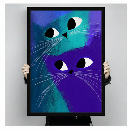 Abstract Blue Cats Eyes Canvas Wall Art
