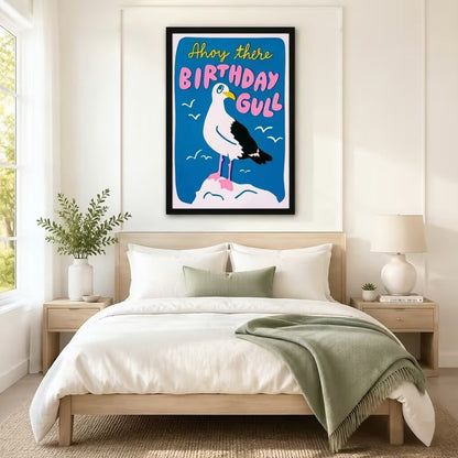 Ahoy There Birthday Gull Retro Canvas Art Wall Art