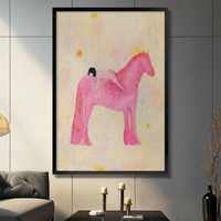 Girl and Pink Horse Dreamy Watercolor Canvas Print