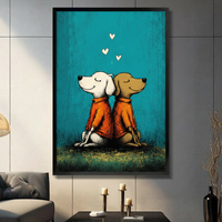 Two Dogs in Love Street Art Canvas Wall Art