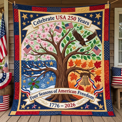 4 Seasons Of American Freedom Quilt Blanket
