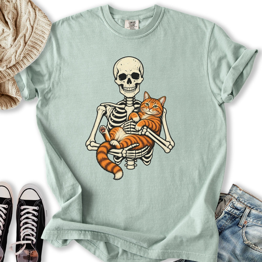 Skeleton Orange Cat Relaxed Tee