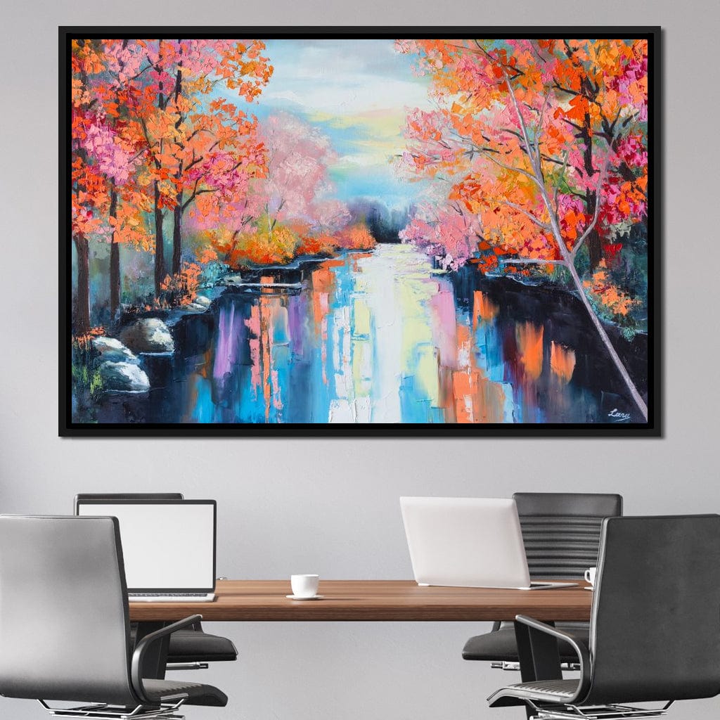 Autumn Stream Pastel Canvas Wall Art