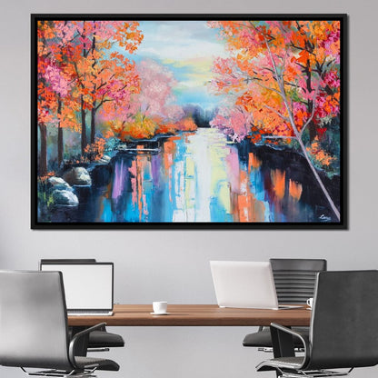 Autumn Stream Pastel Canvas Wall Art