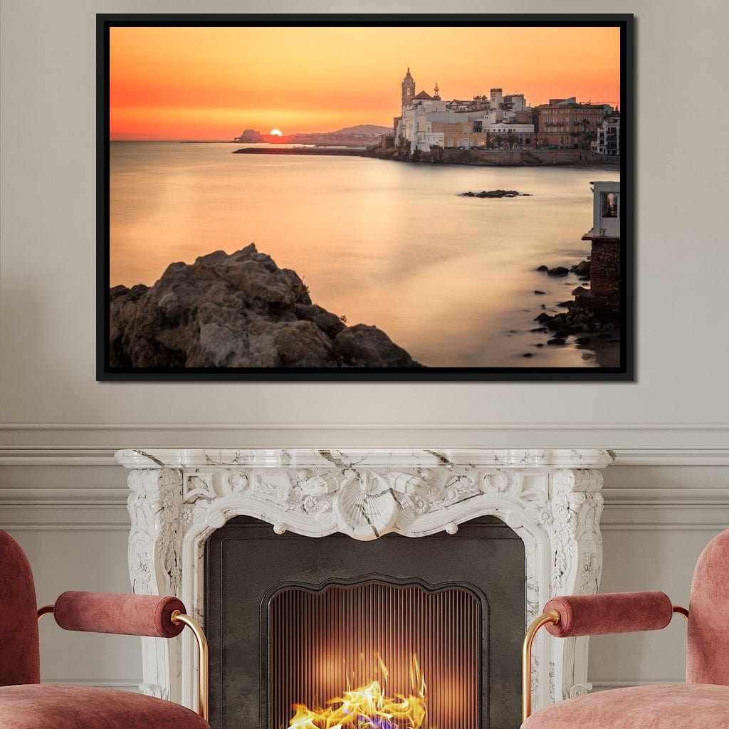 Sunset over Sitges Canvas Wall Art