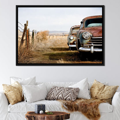 Abandoned Cars Canvas Wall Art