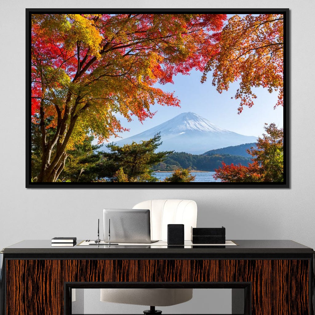 Autumn Trees by Mount Fuji Canvas Wall Art