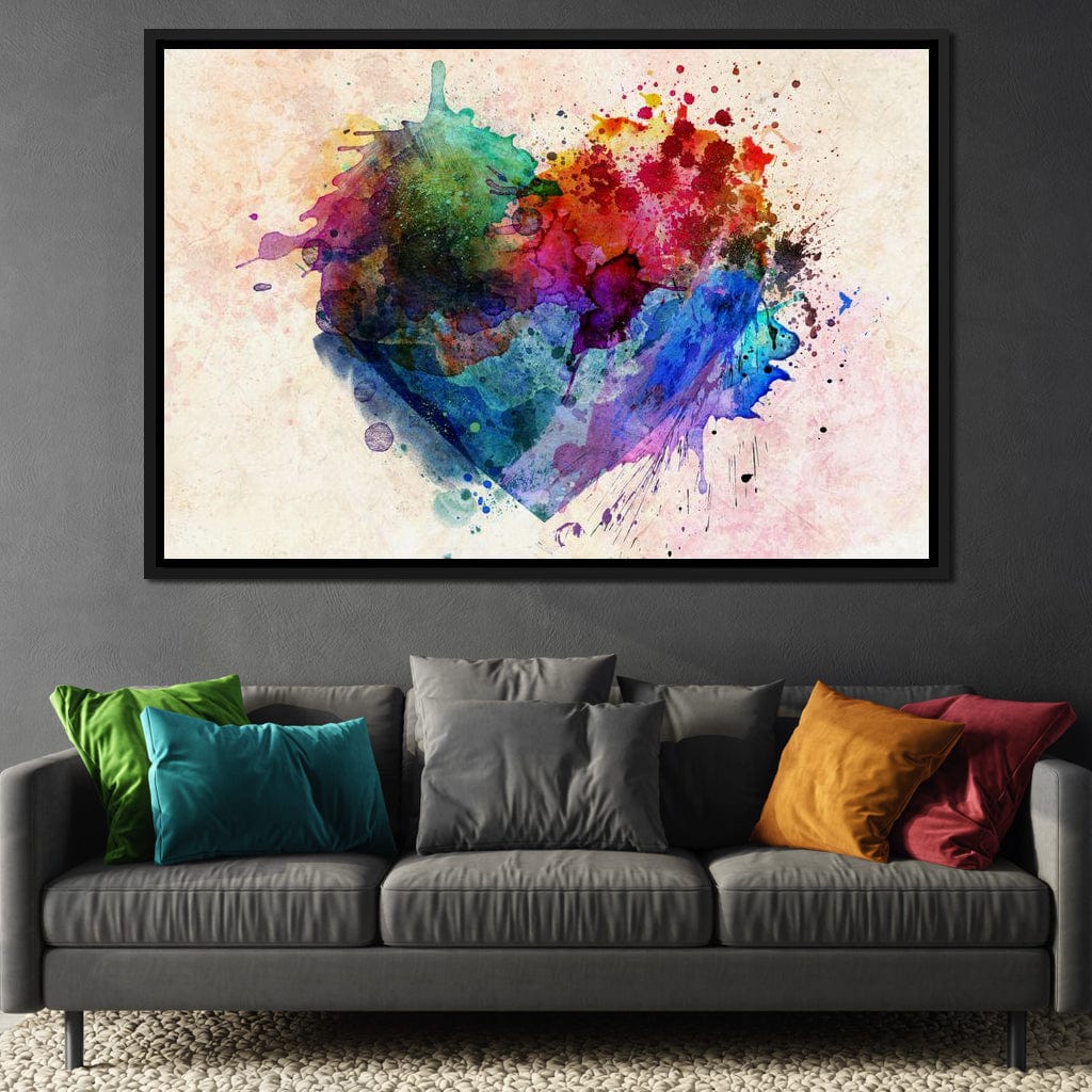 Heart Splash Canvas Wall Art