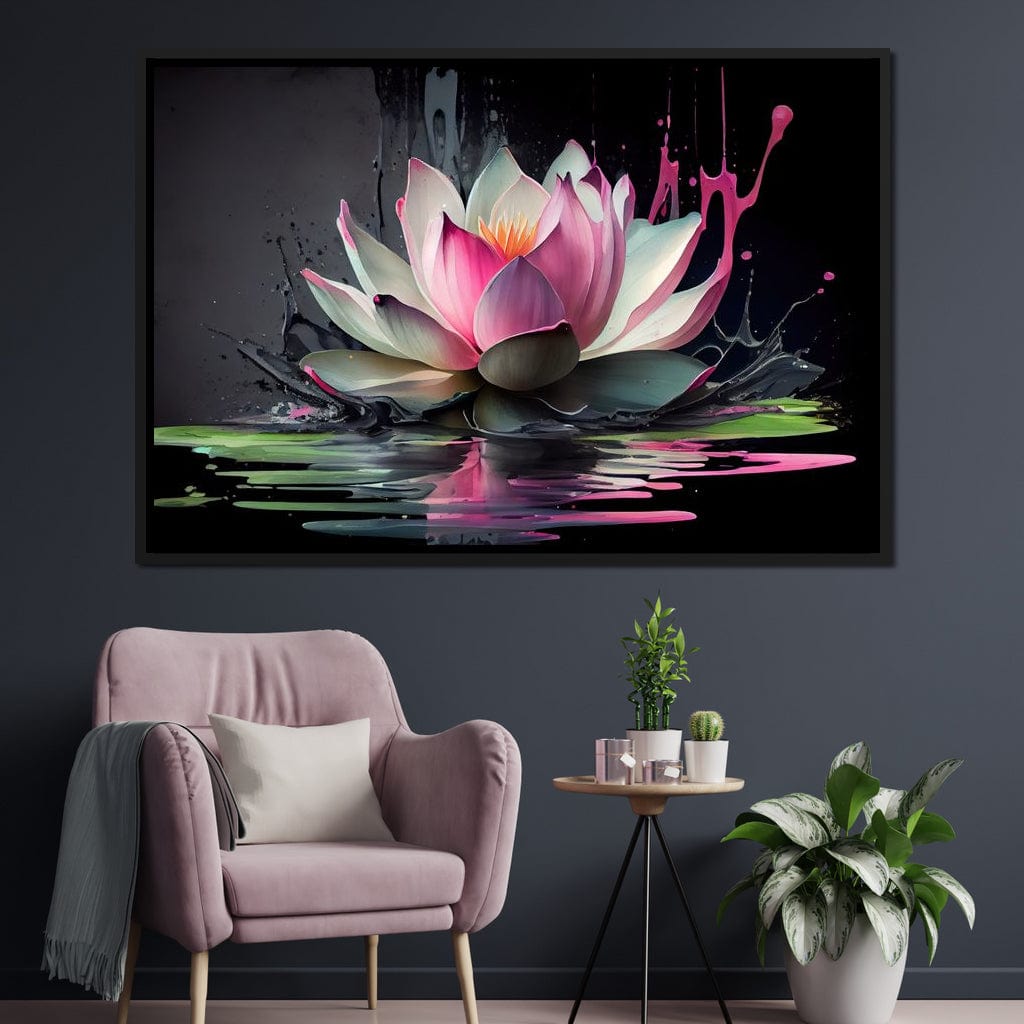 Watercolor Lotus Flower Canvas Wall Art
