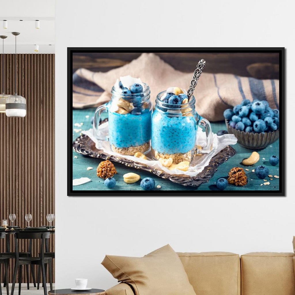 Chia Seeds & Blueberries Pudding Canvas Wall Art