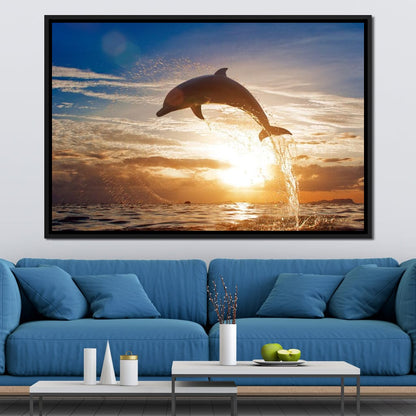 Leaping Dolphin Canvas Wall Art