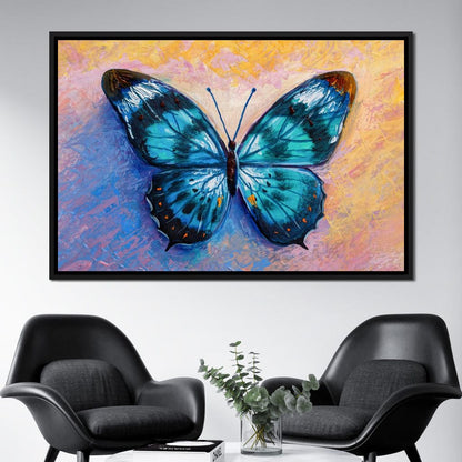 Light Blue Butterfly Canvas Wall Art