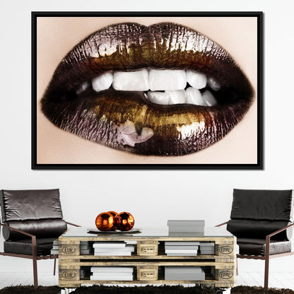 Black & Gold Lips Canvas Wall Art