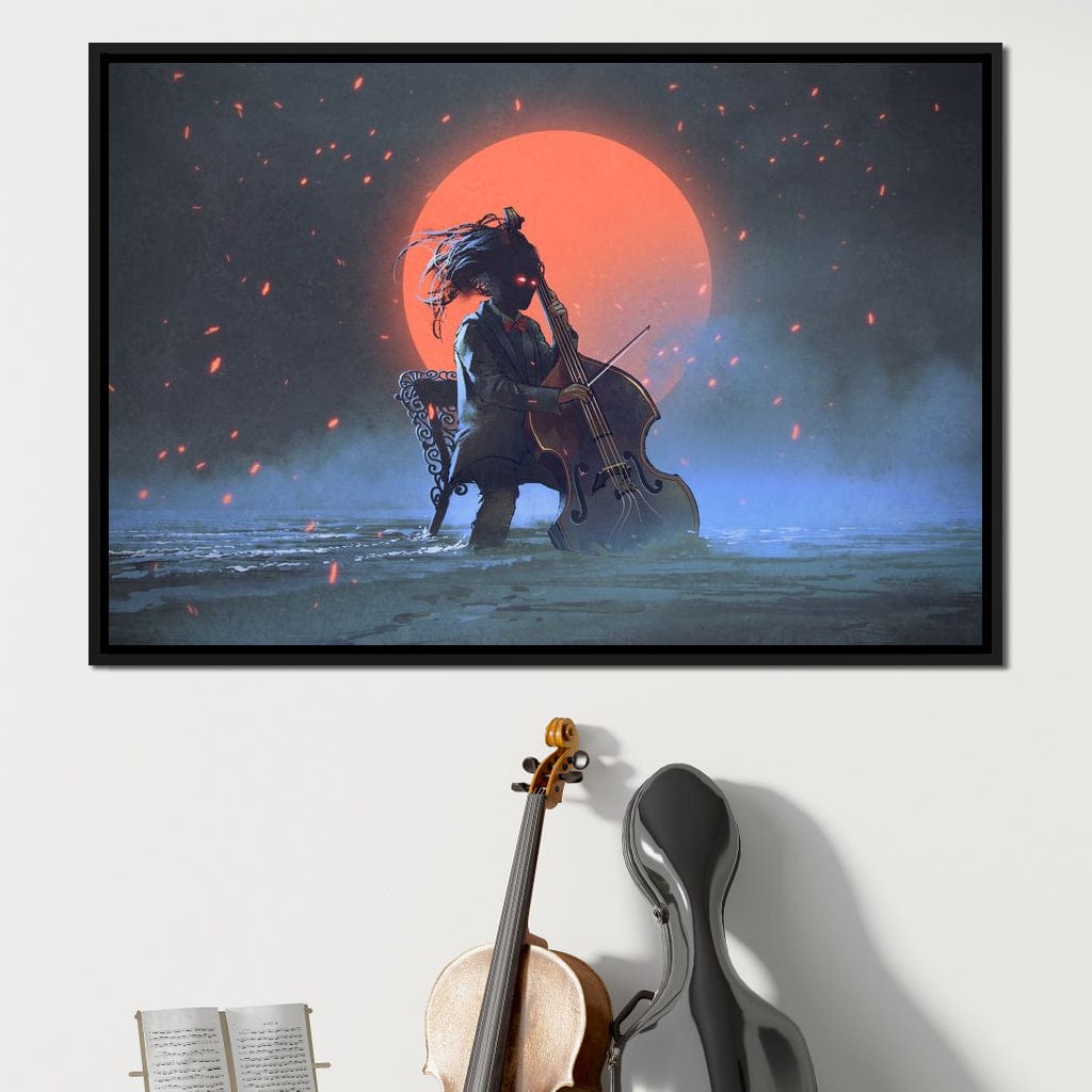 Mysterious Man Playing the Cello Canvas Wall Art